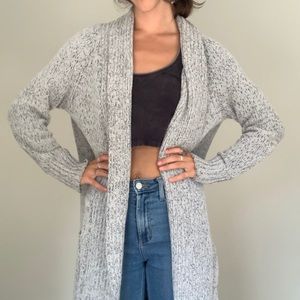 Long, cozy, gray knit cardigan. Size M.